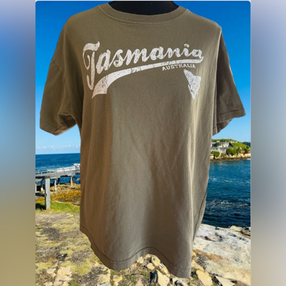 Tasmania Olive Green Men's Shirt &  unisex size M t-shirt color green olive